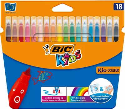 Zdjęcie produktu dla BIC Flamastry Kid Couleur 18 kolorów zmywalne