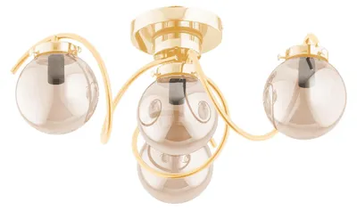 Obrázok produktu pre Závesná lampa s jantárovými guľami KRETKA, mosadzno-zlatá, 4xE14x10W, kov, rozmery: 23x52x52 cm, IP20, Alfa