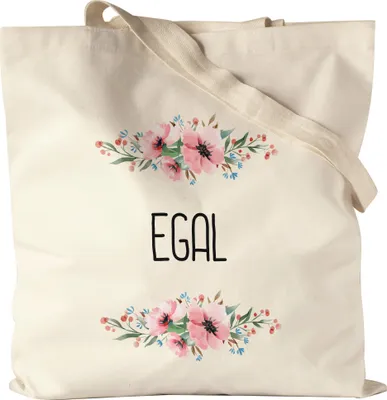 Produktbild von Jutebeutel Stoffbeutel Canvas mit Spruch Egal lustig sarkastisch humorvoll Beutel mit Blumen Motiv Geschenk