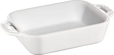 Produktbild von Staub Ceramic Auflaufform Geschenkkarton 19 x 4,3 x 12 cm, Ø 14 cm rechteckig Reinweiß