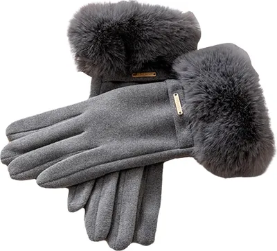 Produktbild von Damen-Thermohandschuhe, warme Winterhandschuhe mit Fellbündchen, winddicht, Touchscreen-Handschuhe zum Autofahren, Radfahren, Skifahren, Pendeln