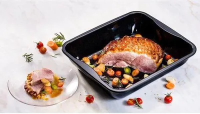 Obrázok produktu pre Obdĺžniková oceľová forma na pečenie, čierna, s nepriľnavým povrchom, na lasagne a pečené mäso