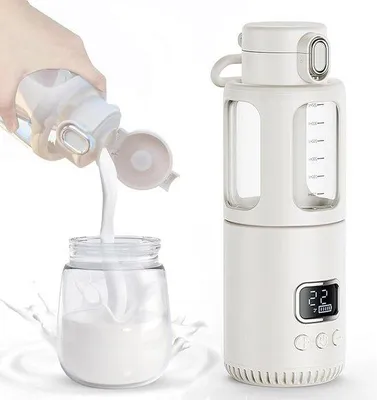 Immagine prodotto di Scaldabiberon elettrici per neonati - 350 ml, temperatura regolabile da 37 a 55 °C, riscaldamento rapido e funzione di mantenimento del calore, ricarica USB