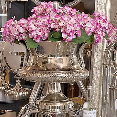 Produktbild von Casa Padrino Barock Blumenvase Cobra Messing vernickelt - Pflanzentopf - Hotel Dekoration - Blumengefäss