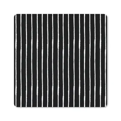 Produktbild von MuchoWow® Mauspad Mousepad Streifen - Schwarz - Design - Weiß 20x20 cm - Mousepads - Maus Mat - Pad - Mausunterlage - Desk Mat - Bureauartikeln