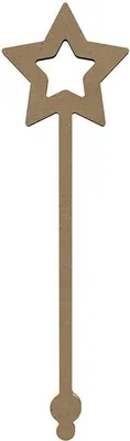 Zdjęcie produktu dla Gwiazda na patyku wykonana z drewna MDF do dekoracji - 34 x 10 cm