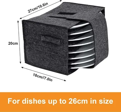 Produktbild von Tragbare Filz-Aufbewahrungsbox für Geschirr, mehrschichtig rutschfest 27×20×18 cm
