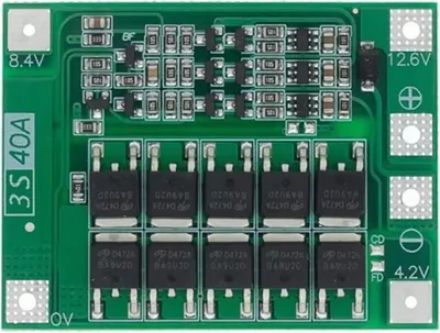Immagine prodotto di Rosfix Modulo di Protezione e Ricarica Agli Ioni di Litio 3S 40A – Modulo BMS | Tensione 12,6 V, Corrente di Scarica 40 a