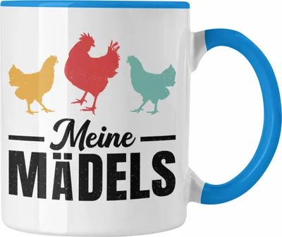 Produktbild von Trendation - Meine Mädels Tasse Geschenk Spruch Hühner Bauer Bäuerin Landwirt Geschenkidee (Blau)