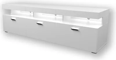 Produktbild von TV-Lowboard VANCOUVER W9.314 Weiß Hochglanz mit LED Beleuchtung Chrom Griffe