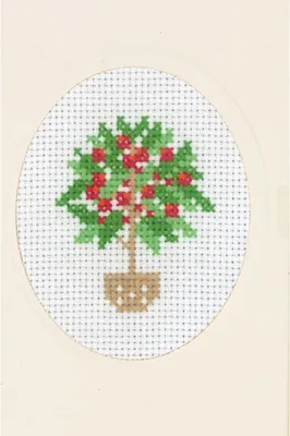 Produktbild von Permin Kreuzstich Stickpackung Grußkarte "Kirschbaum", Zählmuster, 9x13cm