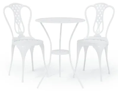 Image de vidaXL Ensemble Bistro 3 pièces fonte d'aluminium blanc