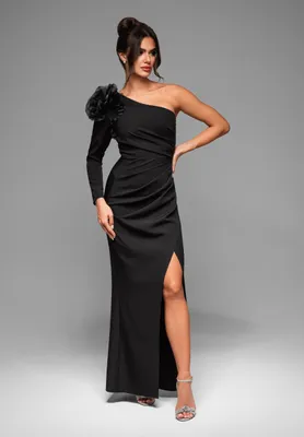 Produktbild von Ombre Abendkleid mit asymmetrischen  Ärmeln  schwarz XS