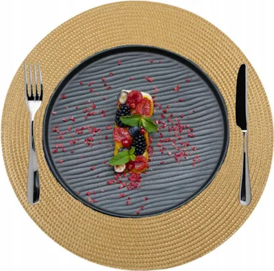Produktbild von Runder Tischuntersetzer Für Teller Küchenmatte 38 Cm Gold Chef