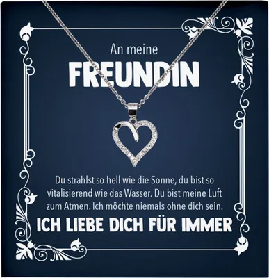 Produktbild von 22Feels Echt Silber Halskette - Freundin Geschenk Frauen Schmuck Set Jahrestag Valentinstag  Geburtstag Weihnachten - Herz Anhänger, Karte