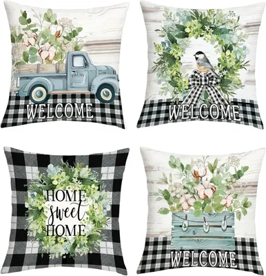 Obrázok produktu pre Dekoratívne povlaky na vankúše 45 x 45 cm, súprava 4 ks, zelený zamat, pre pohovku