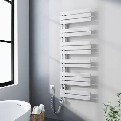 Produktbild von Heilmetz Heizkörper Elektrisch mit Thermostat, Badheizkörper Weiß 140x50cm Handtuchtrockner mit 800W Heizstab für Bad Handtuchwärmer und Heizung Ohne heizstab