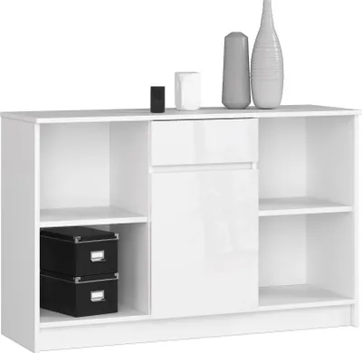 Produktbild von AKORD Furniture Factory OP0LKOMB17BIAPOL, Weiß, 1 Schublade(n), Glänzend, 6 Regale, 1 Tür(en), 16 mm