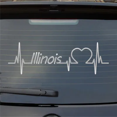 Produktbild von Heckscheibenaufkleber Illinois Herzschlag Puls Staat USA Liebe 55x17 cm Silber Auto Aufkleber Sticker
