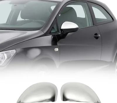Image de Coques de Rétroviseurs pour Seat Leon II 2005-2012 en Acier Chromé Argent