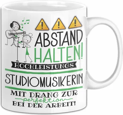 Produktbild von Studiomusikerin Tasse Geschenk Lustig Abstand Halten Hochleistungs-Studiomusikerin Mit Drang Zur Perfektion Bei Der Arbeit (Weiß)