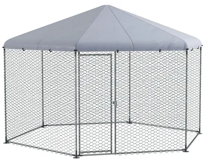 Produktbild von PawHut Freilaufgehege Hühnerstall 400 x 346 x 263 cm aus Stahl, mit Abdeckung