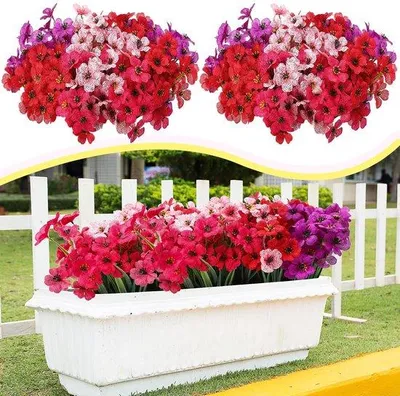 Immagine prodotto di Uniqoos® Set di 20 fiori artificiali resistenti alle intemperie: decorazioni realistiche e facili da curare, ideali per balconi, giardini, terrazzi e interni
