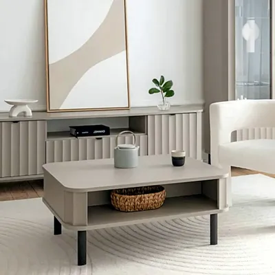 Zdjęcie produktu dla Belmy Ława szara 92x67 cm VELANO – nowoczesna stolik do salonu metalowe nogi