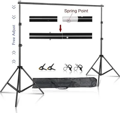 Produktbild von Foto-Studio-Hintergrund-Ständer, verstellbarer Teleskopständer, Tragetasche, 3 Phasen 220 V, 2,6x3M