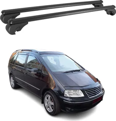 Image de Barres de toit Transversales pour VW Sharan 1995-2010 Aluminium Noir