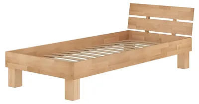 Produktbild von Buchebett massiv natur Einzelbett 90x200 Holzbett Bettrahmen Zubehör wählbar V-60.86-09Federleisten