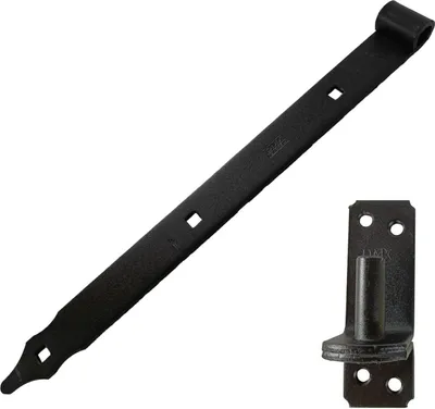 Produktbild von Ladenband schwarz mit Kloben · 600 x 35 x 4 mm · verschiedene Größen · Torband · Verschluss · Zaunbeschlag