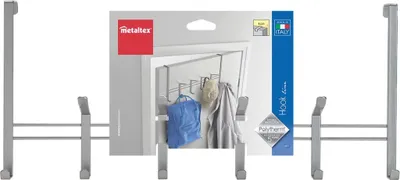 Image de Tomado-Metaltex Porte-manteau pour porte contondante 44.5x20.5cm 10 crochets Gris argenté