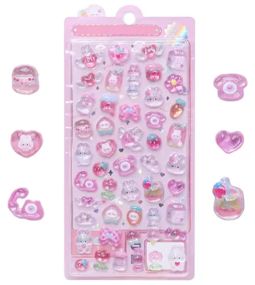 Productafbeelding van 3D Sticker Set met Schattige Roze Konijnenmotieven voor Kinderen