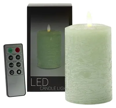 Productafbeelding van Branded LED-kaars, stompmodel, Ø 7,6 × 12 cm - Heldergroen