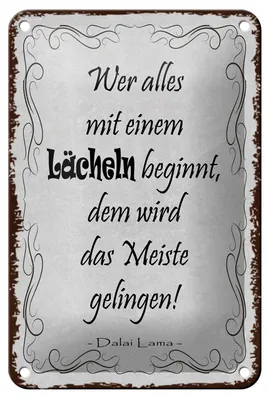 Produktbild von Blechschild Spruch 18x12cm wer alles mit Lächeln beginnt