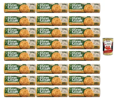Produktbild von GranCereale Classico Kekse 24x250g | Vollkornkekse mit extra Haferflocken – knusprig, ballaststoffreich, ohne Palmöl, recycelbare Packung, 100% italienisches Getreide + Italian Gourmet polpa