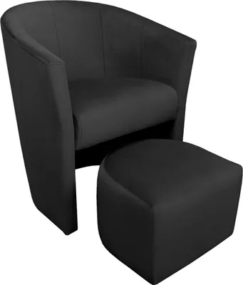 Produktbild von Sessel CLUB mit Fußhocker, schwarz, Modell MG19