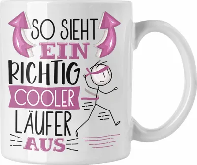 Produktbild von Trendation - Läufer Jogger Tasse Geschenk So Sieht Ein RIchtig Cooler Läufer Jogger Aus Geschenkidee Lustiger Spruch Geburtstag Becher Kaffeetasse (Weiß)