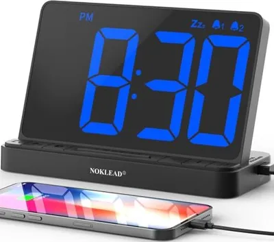 Image de Réveil numérique Noklead - 5 sons en option, variateur, volume réglable, USB facile, grand écran LED, snooze 12/24 heures