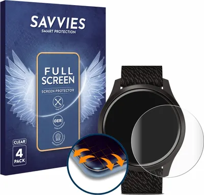 Produktbild von 4x Savvies Fullscreen Schutzfolie für Garmin vivomove Style (42 mm) Displayschutz Folie Fullcover Klar Transparent