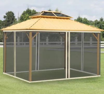 Produktbild von Ersatz-Netzvorhang für Gartenpavillons, Fliegennetz, mit Reißverschlüssen, 3 x 4 m