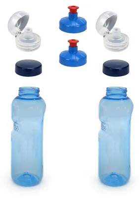 Produktbild von 2x 0,75L Kavodrink Wasserflasche Trinkflasche + 2x FlipTop + 2x Push-Pull, KI-generiertes Bild