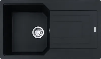 Produktbild von FRANKE Spüle URBAN UBG 611-86 in BLACK MATT mit Excenterbedienung Drehknopf Edelstahl / Ausschnittmaß 840 x 480 mm R15 / Granitspüle