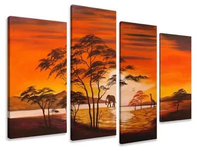 Produktbild von 6138 Afrika Savanne Leinwandbild 4-teilig 130x80 cm