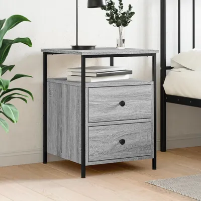 Zdjęcie produktu dla vidaXL Stolik nocny szary dąb sonoma 44x45x60 cm Materiał drewnopochodny