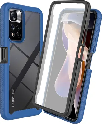 Produktbild von Redmi Note 11 Pro+ 5G Hülle, TPU Bumper mit Eingebautem Displayschutz 360 Grad Komplettschutz Schutzhülle für Xiaomi Redmi Note 11 Pro+ 5G Dunkelblau