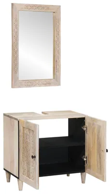Produktbild von vidaXL Badezimmermöbel-Set mit Regal mit Tür 2 pcs Weiß Holzwerkstoff
