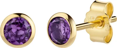 Zdjęcie produktu dla V Kolczyki 585/- złoto 0,4 cm żółte Ametyst fioletowy 064320017-9