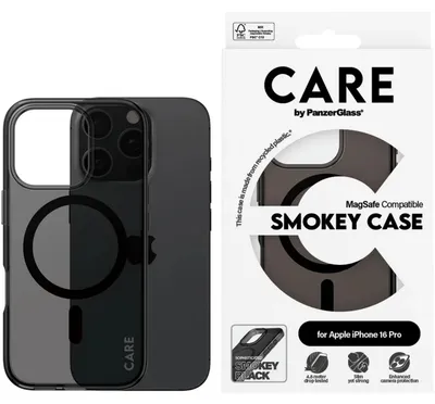 Obrázok produktu pre PanzerGlass CARE™ by ® Smokey Case w. Black MagSafe iPhone 16 Pro, Ochranný obal, Apple, Apple - iPhone 16 Pro, Čierna